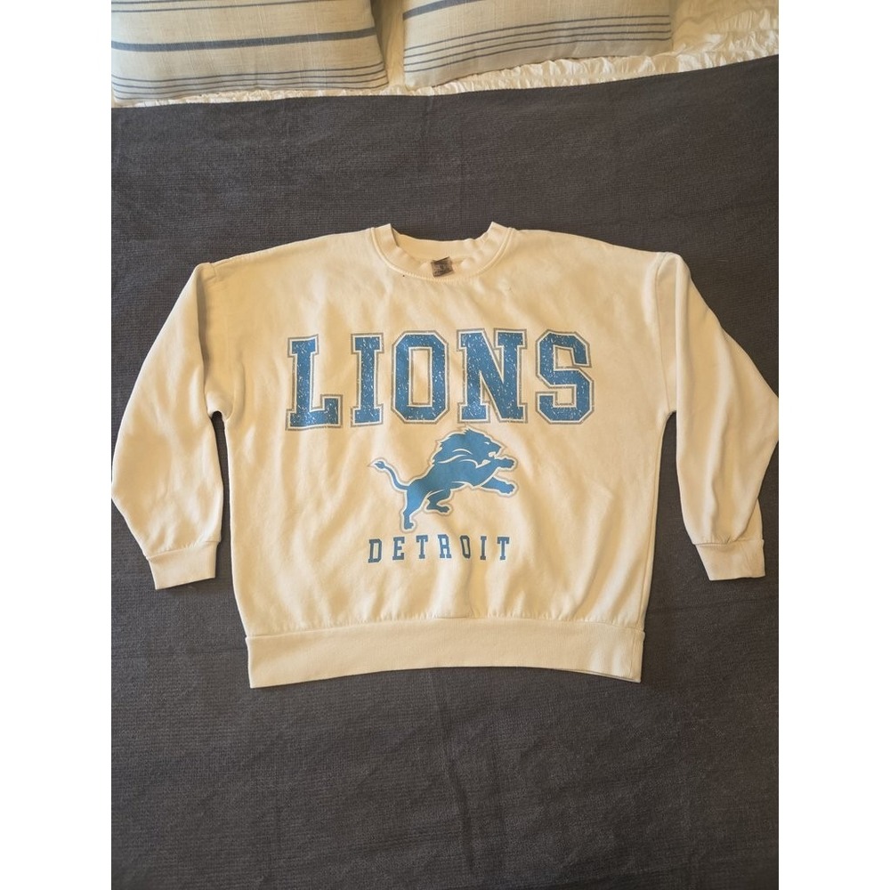 Gameday Couture Detroit Lions Sweatshirt Small Cream Cotton Blend Vintage Style